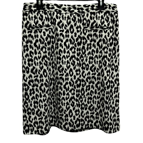Talbots Plus Winter Leopard Ponte Knit A-Line Skirt Sz 14W Knee Length Stretch - Picture 1 of 5